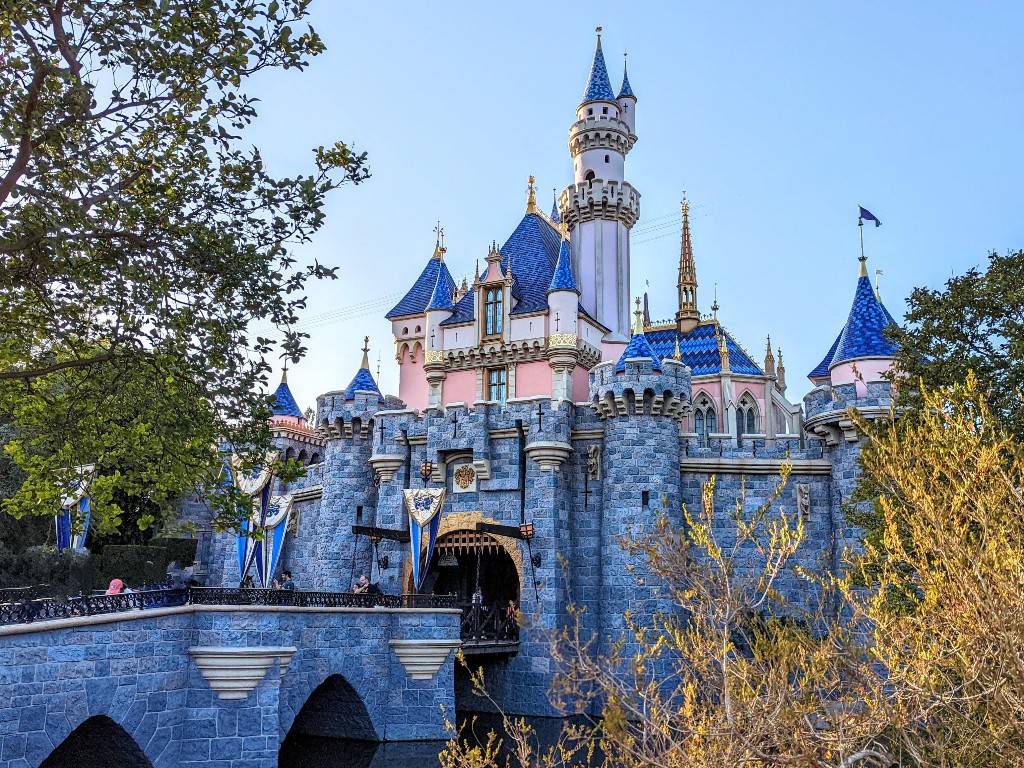 Sleeping Beauty Castle during sunset at Disneyland