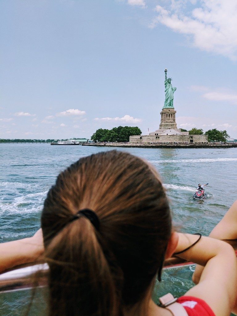 front view of liberty statue pedestal