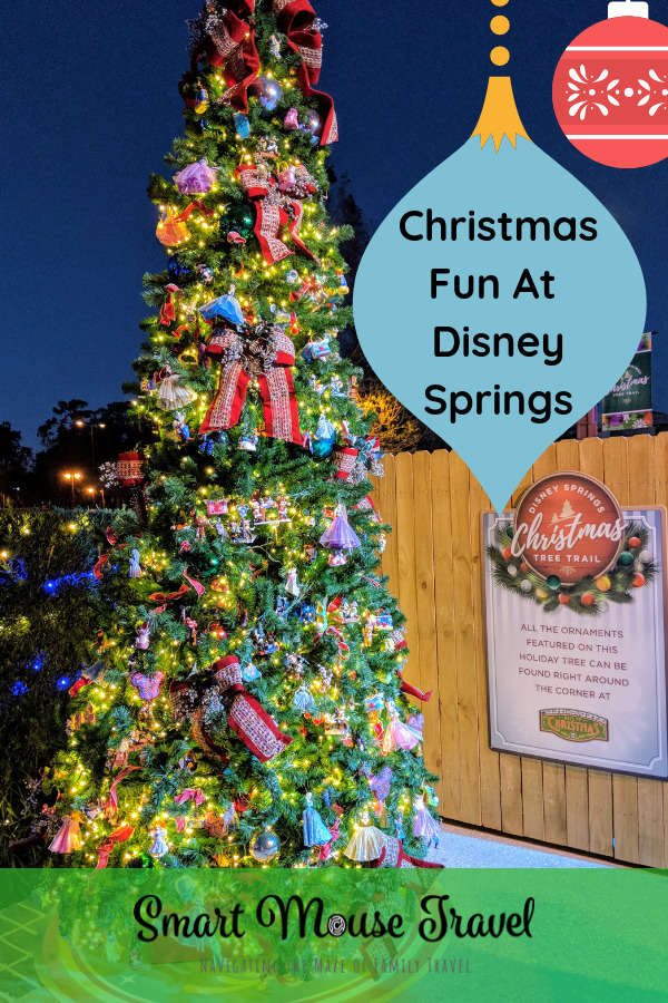 The Disney Springs Christmas Tree Trail at Disney World is a fun and free way to get in the Christmas spirit. Find out more about this seasonal event. #disneysprings #disneyworld #disneychristmas #disney #christmas