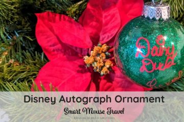 Disney character autographs are a great way to interact with characters. This DIY Disney autograph ornament makes a great souvenir and keepsake. #disneyland #disneyworld #disneycrafts #disneycharacters #disney #christmas