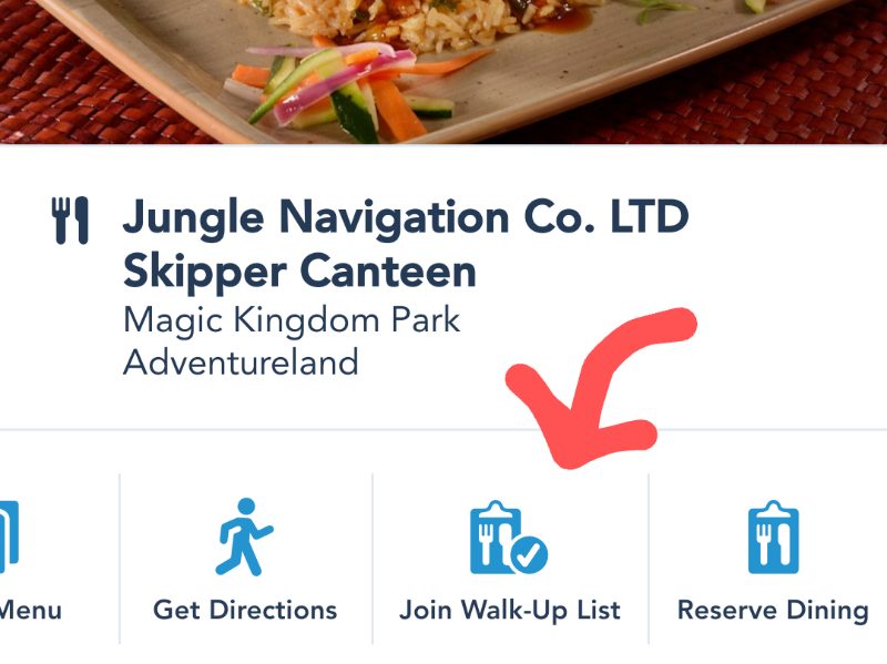 Join Walk-up List icon for Disney World restaurants