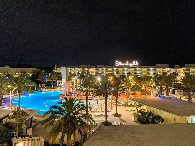 Nighttime view of Cabana Bay Beach Resort pool