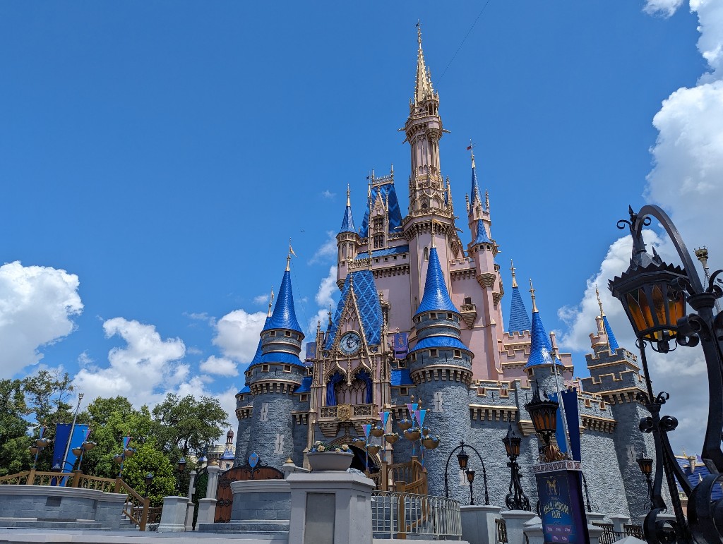 Blue skies behind Cinderella Castle at Magic Kingdom