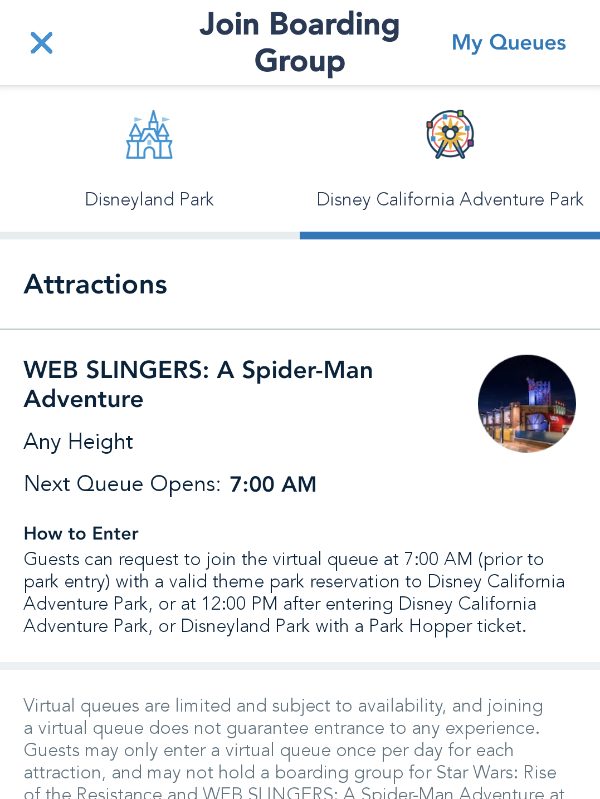 How to join boarding group in Disneyland app. Avengers Campus seamlessly integrates Marvel characters, cool styling, and unique Avengers Campus rides into your Disneyland vacation.