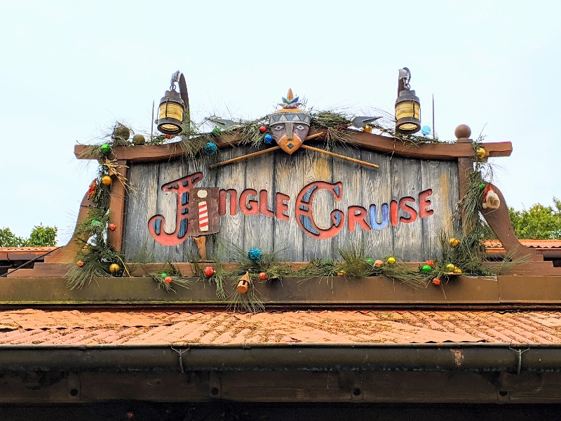 Jungle Cruise decked out in garland, ornaments, and name changed to Jingle Cruise