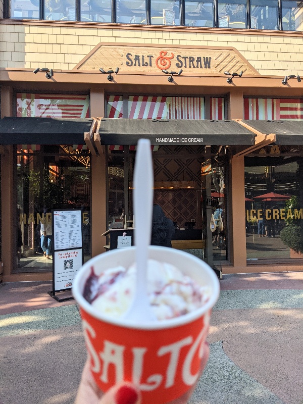 Picture of Salt and Straw ice cream just steps outside Disney's Grand Californian Hotel.