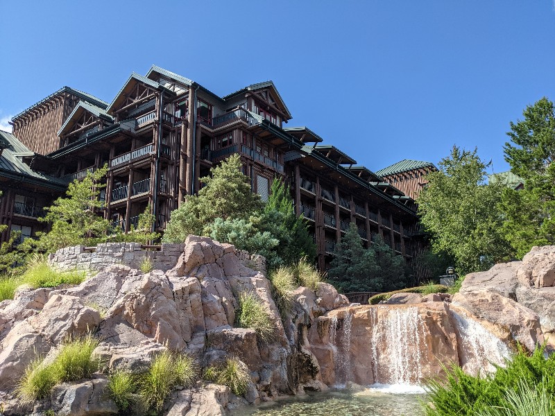 Outdoor view of Copper Creek Falls at Disney's Wilderness Lodge