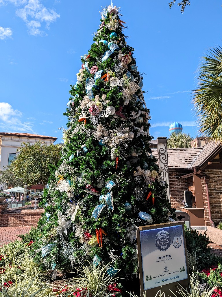 Frozen inspired tree with sparkling icicles and even some carrots