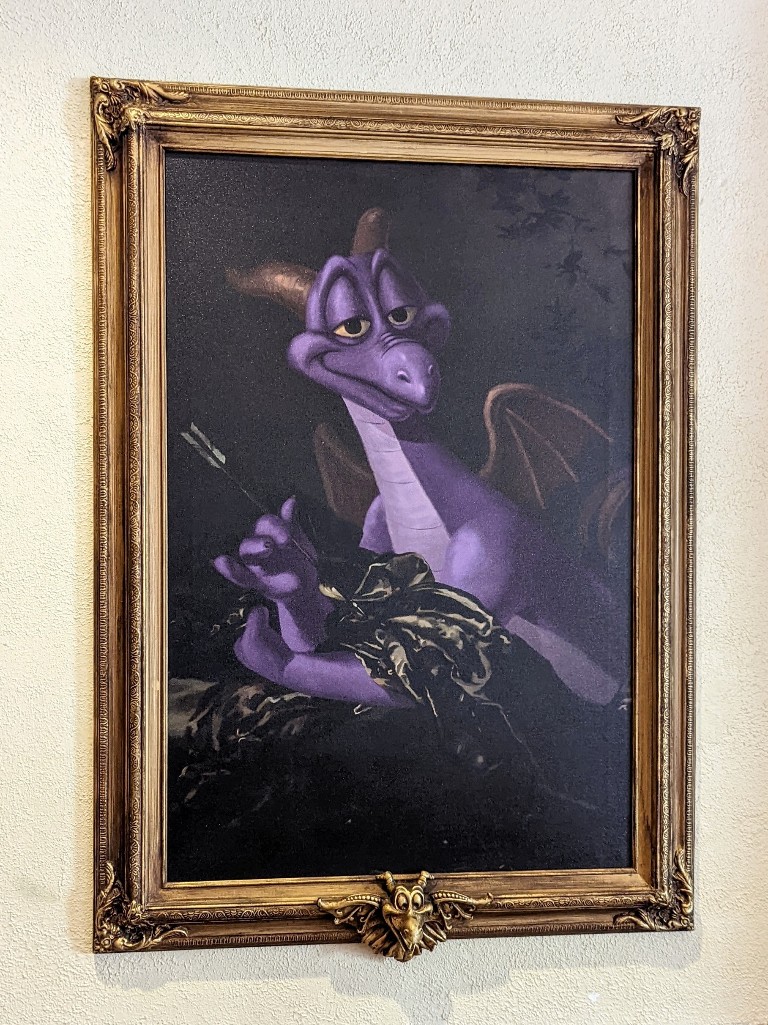Figment poses dramatically in a portrait for Figment's Brush with the Masters scavenger hunt