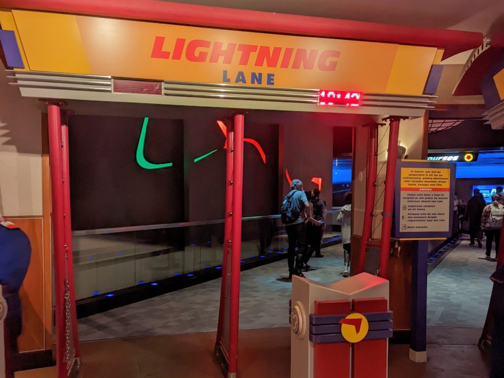 Disney World Genie+ Lightning Lane return line for Soarin'