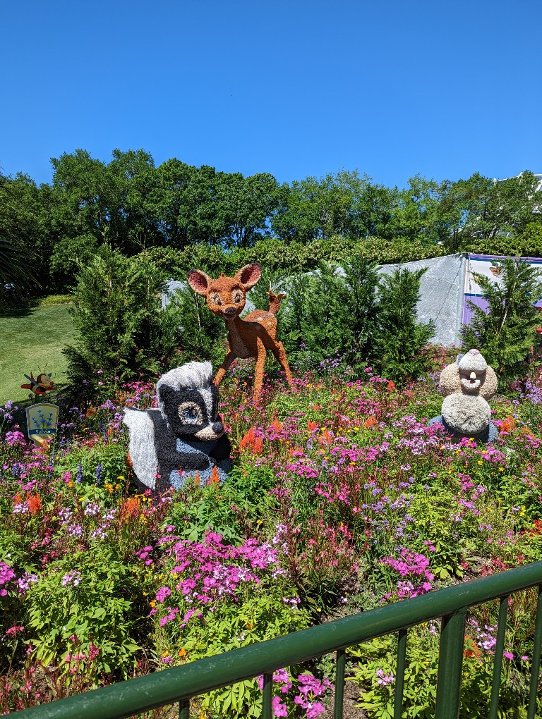 Bambi and friends topiary outside the Bambi Butterfly house at Epcot Flower and Garden Festival