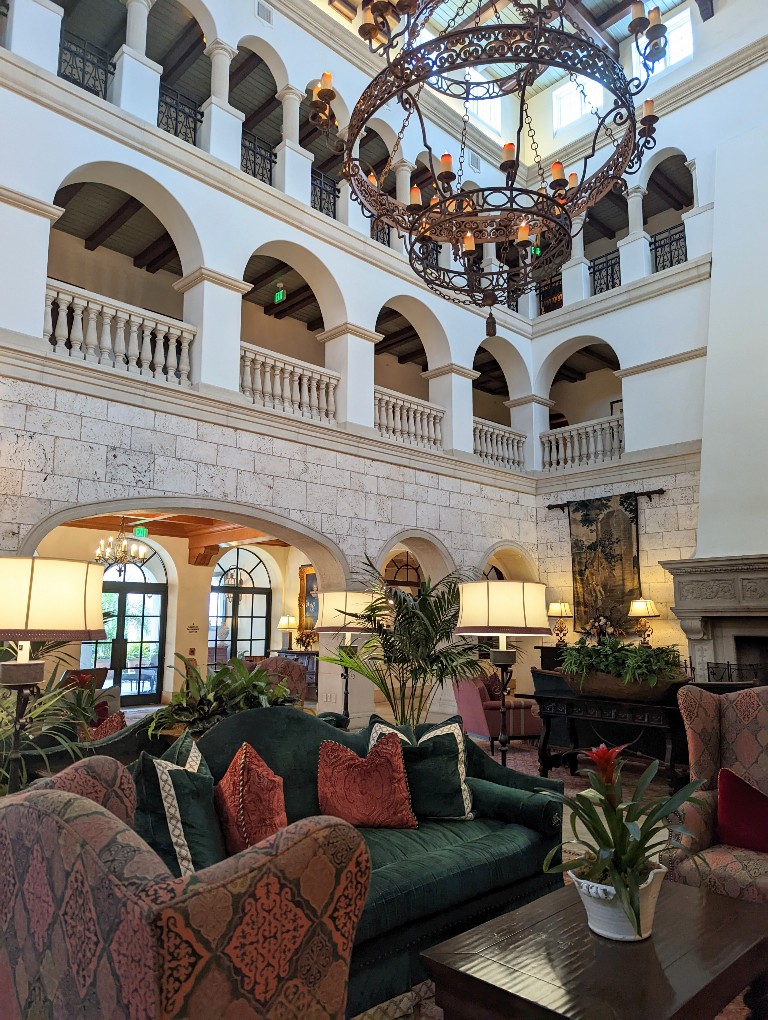 The luxurious lobby of The Cloister, the signature resort at Sea Island