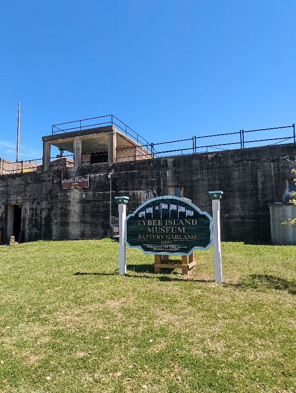 Tybee Island Museum sign in front of Garland Battery