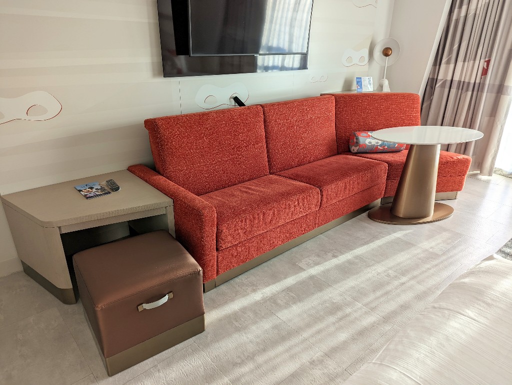 A convertible couch turns into a fold down day bed at Disney's Contemporary Resort