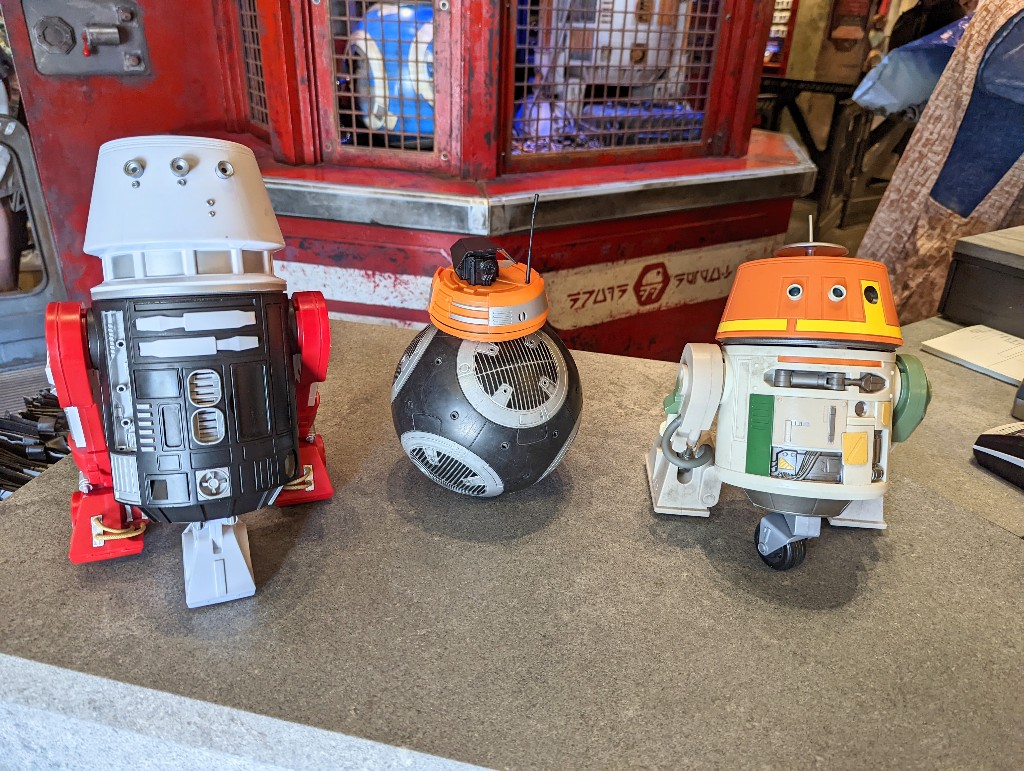 All three Droid Depot astromech styles lined up at Droid Depot