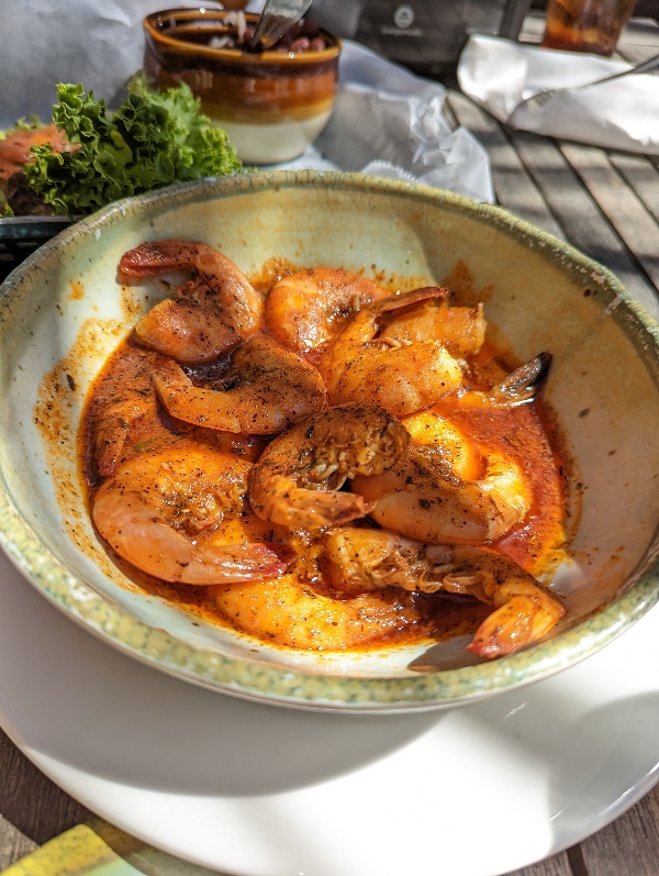 Shrimp soaked in butter and cajun seasoning on Tybee Island