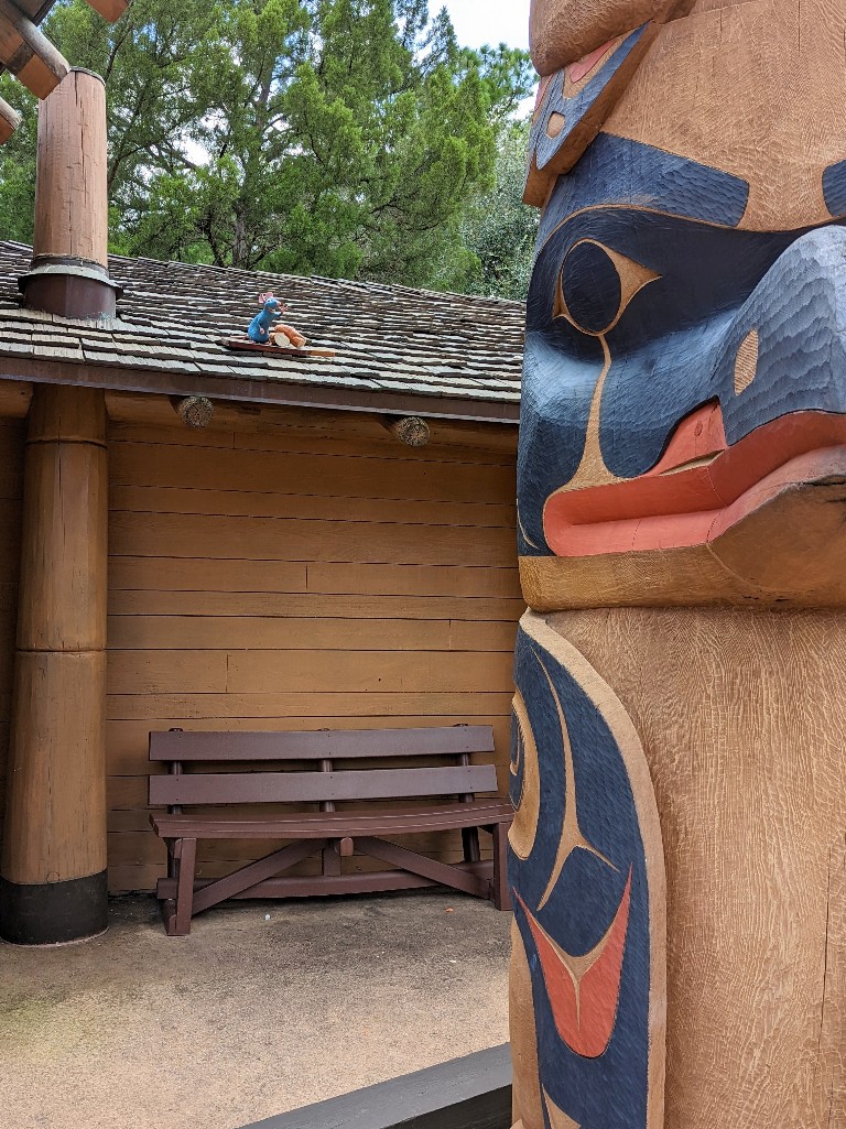 Remy camouflaged in the shingles near Trading Post