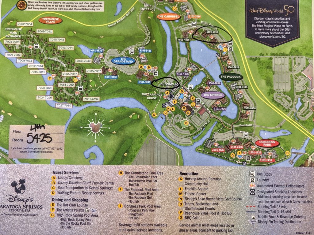 A Saratoga Springs map shows the large scale of this Disney World Resort