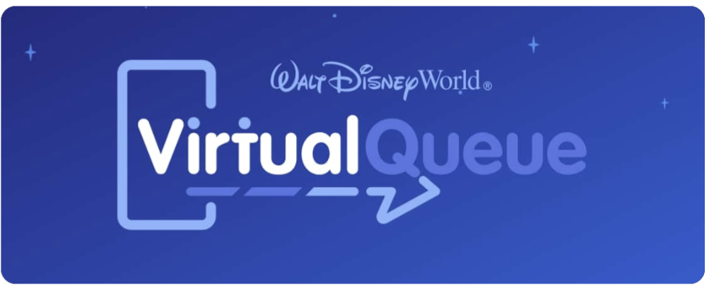 Screen shot of the blue Virtual Queue icon that allows guests to find available Disney World virtual queues 
