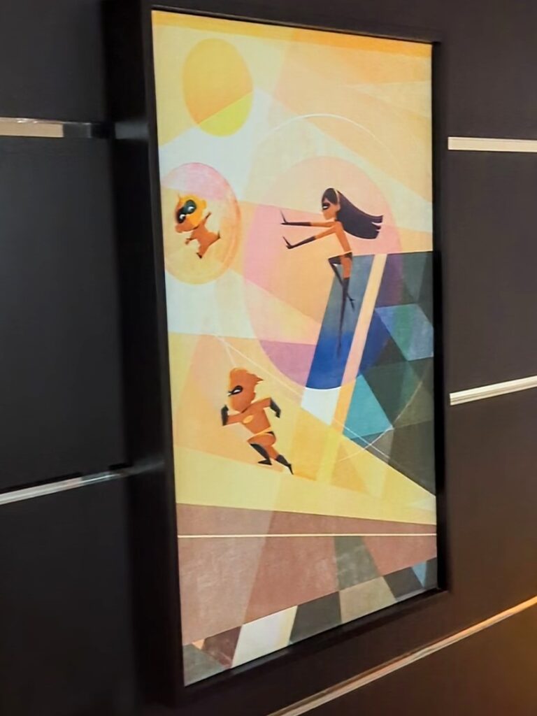 The Incredible are featured in the artwork along the Contemporary Garden Wing hallways