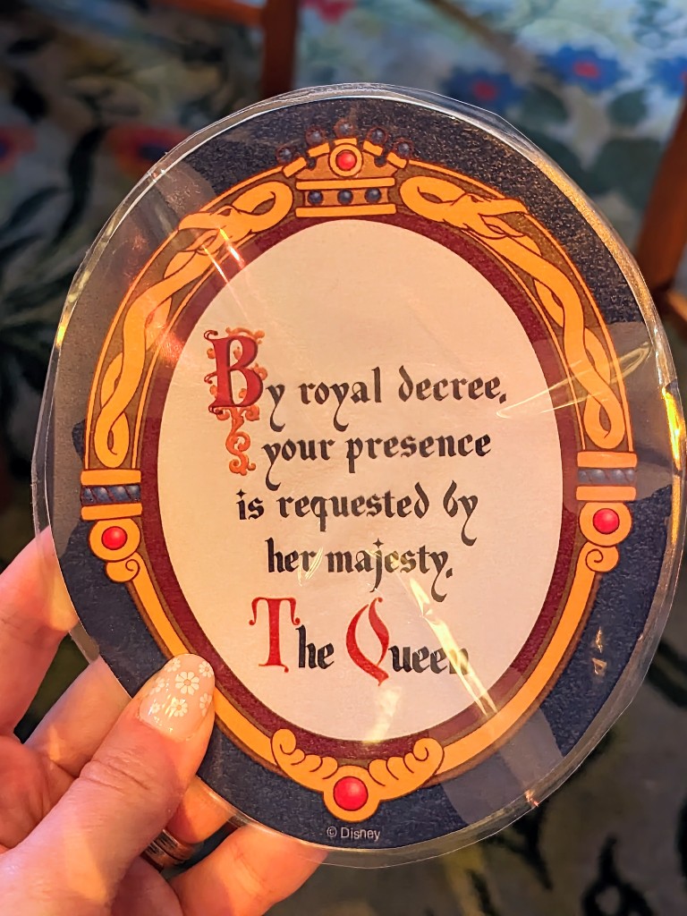 An "invitation" which lets guests at Story Book Dining meet The Evil Queen at her special location