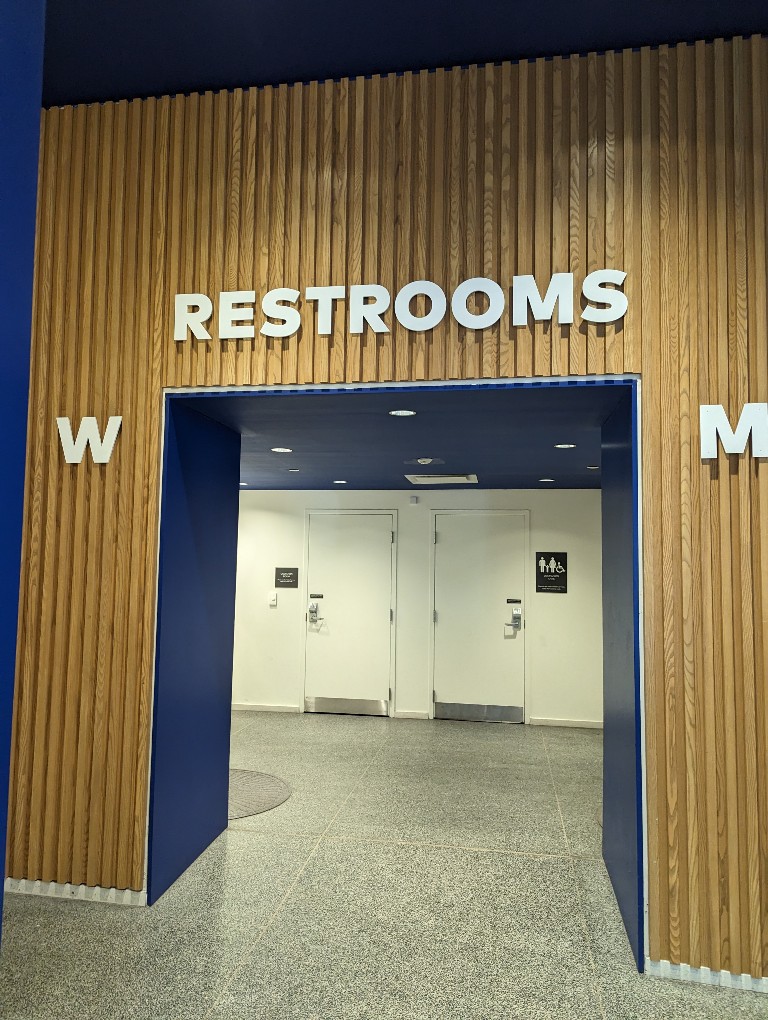Photo of the entrance of the only restrooms for Independence National Historical Park inside the visitor center
