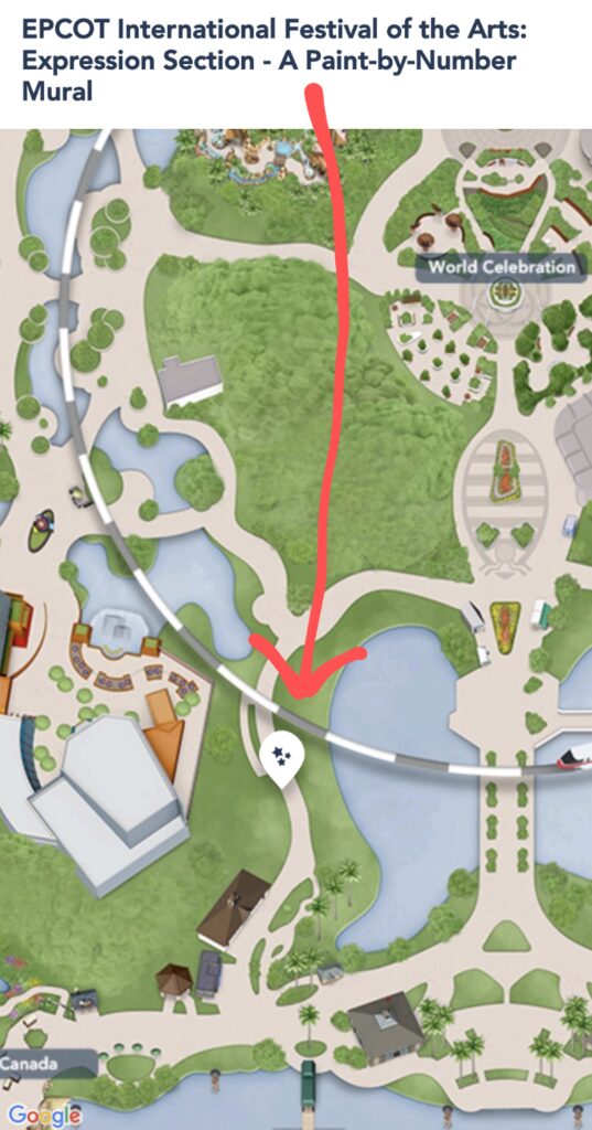 Screenshot of new location for Expression Section at Epcot Festival of the Arts 2024